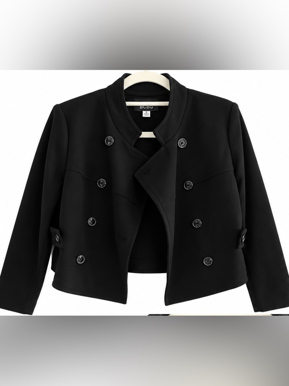 NWT BCBG Black Double-Breasted Cropped Blazer Jacket
